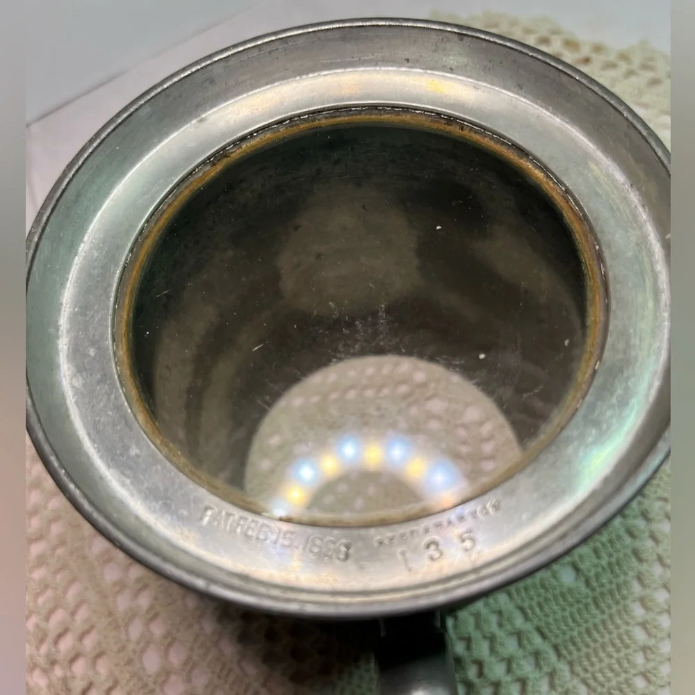 Antique Reed & Barton Pewter Tankard with Glass Base – Dated 1898